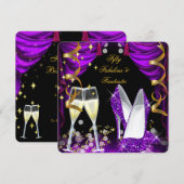 50 Fantastische Paarse Champagne-partij Kaart (Voorkant / Achterkant)
