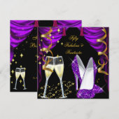 50 Fantastische Paarse Champagne-partij Kaart (Voorkant / Achterkant)
