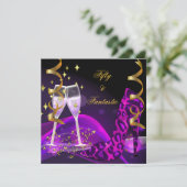 50 & Fantastische Paarse Gold Leopard Shoes Kaart (Staand voorkant)