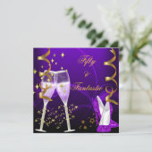 50 & Fantastische Paarse gouden champagne-schokken Kaart (Staand voorkant)