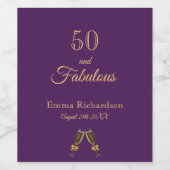 50 fantastische paarse gouden naam wijn etiket (Enkel label)