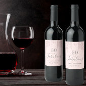 50 fantastische verjaardag blos roze druppels wijn etiket