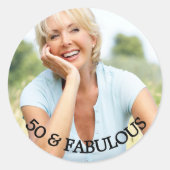 50 fantastische verjaardag gouden naam ronde sticker (Voorkant)