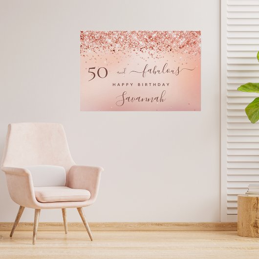 50 Fantastische verjaardag roos goud roze Perfect Poster
