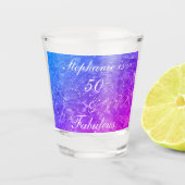 50 Fantastische Verjaardag Roze Paarse Water Spark Shot Glas (Voorkant)
