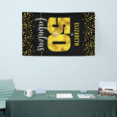50 Fantastische Verjaardag Zwart Goud folie Glitte Spandoek (Beurs)