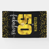 50 Fantastische Verjaardag Zwart Goud folie Glitte Spandoek (Horizontaal)