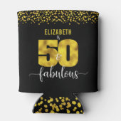 50 Fantastische verjaardag zwart goud glitter dot Blikjeskoeler (Achterkant)