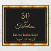 50 fantastische verjaardags zwarte goudnaam sparkling wijnetiket (Enkel label)