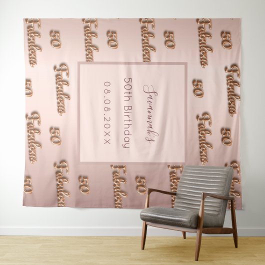 50 fantastische verjaardagsbenaming roos gouden bl wandkleed (In Situ (horizontaal))