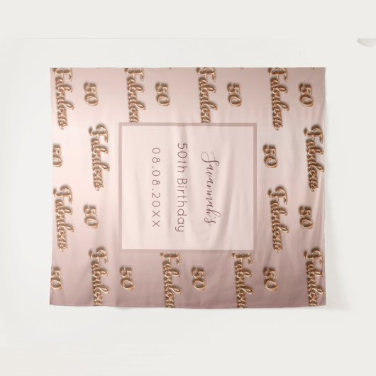 50 fantastische verjaardagsbenaming roos gouden bl wandkleed (Voorkant (horizontaal))