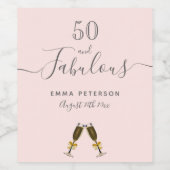 50 fantastische verjaardagsfeestje roos gouden zwa wijn etiket (Enkel label)