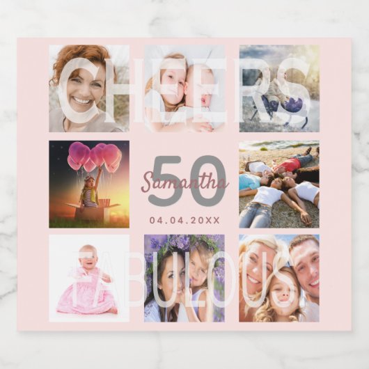 50 fantastische verjaardagsfeestjes roos gouden fo sparkling wijnetiket (Enkel label)