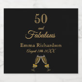 50 fantastische verjaardagsfeestjes zwarte goudnaa sparkling wijnetiket (Enkel label)