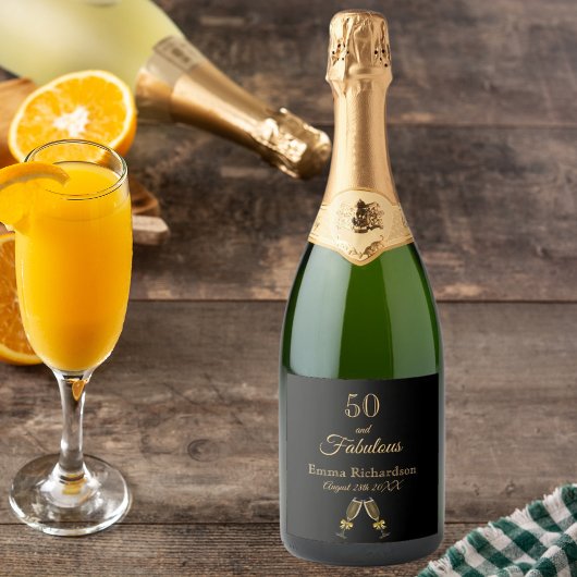 50 fantastische verjaardagsfeestjes zwarte goudnaa sparkling wijnetiket