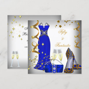 50 & Fantastische Witte Jurk Blauwe Lovertjes Verj Kaart