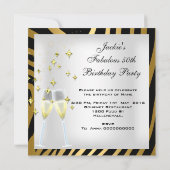 50 & Fantastische Zebra Black White Gold Party Kaart (Achterkant)