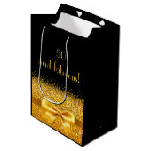 50 fantastische zwarte gouden boog elegante verjaa medium cadeauzakje (Voorkant Gekanteld)
