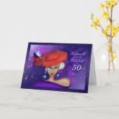50 Fashionable Red Paars Birthday Kaart (Gele Bloem)