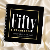 50 & Fearless Verjaardag Elegant Modern Zwart Cust Notitieboek