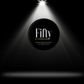 50 & Fearless Verjaardag Elegant Modern Zwart Cust Ronde Button 3,2 Cm