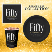 50 & Fearless Verjaardag Elegant Modern Zwart Cust Servet