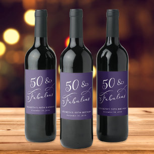50 Feestelijke Paarse 50e Verjaardagsfeest Wijn Etiket