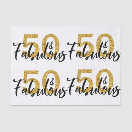 50 Fifty en Fabulous Gold Glitter Modern Tissuepapier (Voorkant)