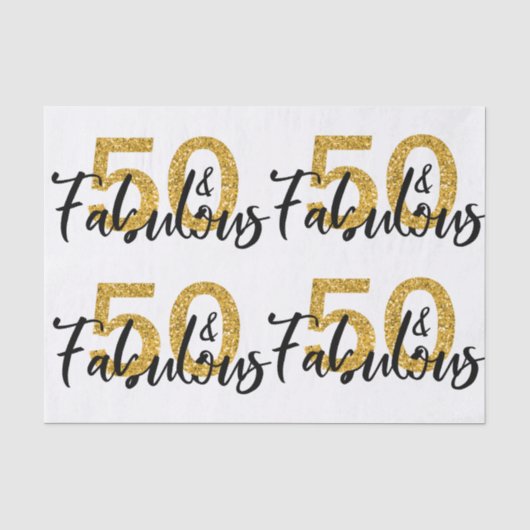 50 Fifty en Fabulous Gouden Glitter Modern Tissuepapier (Voorkant)