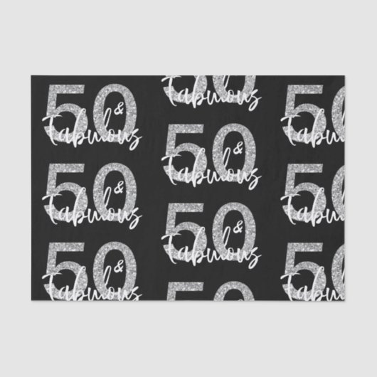 50 Fifty en Fabulous Silver Glitter Modern Tissuepapier (Voorkant)