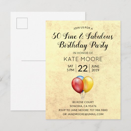 50 Fijne feestdag Uitnodiging Briefkaart (Voorkant / Achterkant)