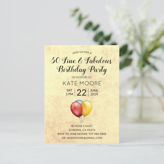 50 Fijne feestdag Uitnodiging Briefkaart (Staand voorkant)