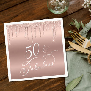50 Fijne Roos Gold Glitter Birthday Party Servet