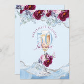 50 Floral-Birthday Party Kaart (Voorkant / Achterkant)