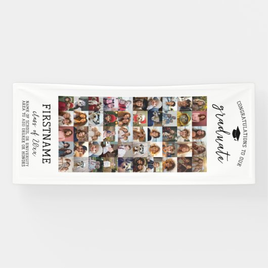 50 Foto Collage Afstuderen Modern Minimaal Wit Spandoek (Horizontaal)