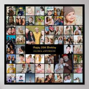 50 Foto Collage Gepersonaliseerd 50e Verjaardag Ca Poster