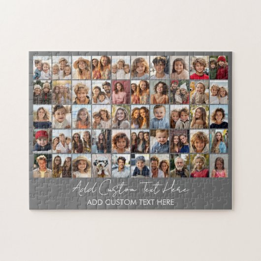 50 Foto Collage Raster - Script Tekst - grijs Legpuzzel (Horizontaal)