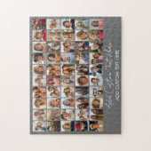 50 Foto Collage Raster - Script Tekst - grijs Legpuzzel (Verticaal)
