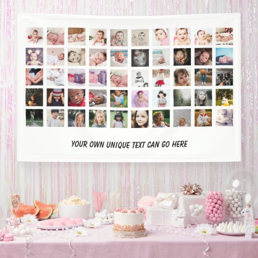 50 Foto Collage, uniek gepersonaliseerd DIY Spandoek (Feest)