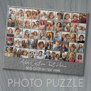 50 foto-collageraster - scripttekst - grijs legpuzzel