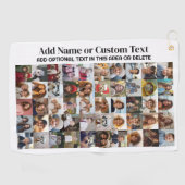 50 Fotocollage - Aangepaste tekst - Zwart-wit Golfhanddoek (Horizontaal)
