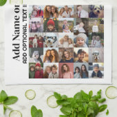 50 Fotocollage - Aangepaste tekst - Zwart-wit Theedoek (Gevouwen)