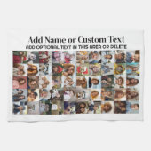 50 Fotocollage - Aangepaste tekst - Zwart-wit Theedoek (Horizontaal)