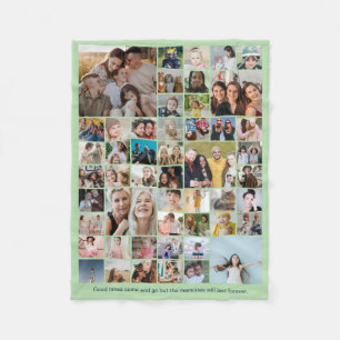50 foto's Fotocollage Aangepaste kleur Mintgroen Fleece Deken