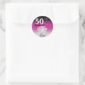 50 Foutzwart, roze, wit, met bloem Ronde Sticker (Tas)