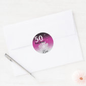 50 Foutzwart, roze, wit, met bloem Ronde Sticker (Envelop)