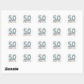 50 & Fun Confetti Blue Trendy Typografie Ronde Sticker (Vel)