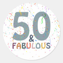 50 & Fun Confetti Blue Trendy Typografie