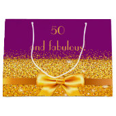 50 geweldige verjaardag paarse goudboeg elegant large cadeautasje (Voorkant)