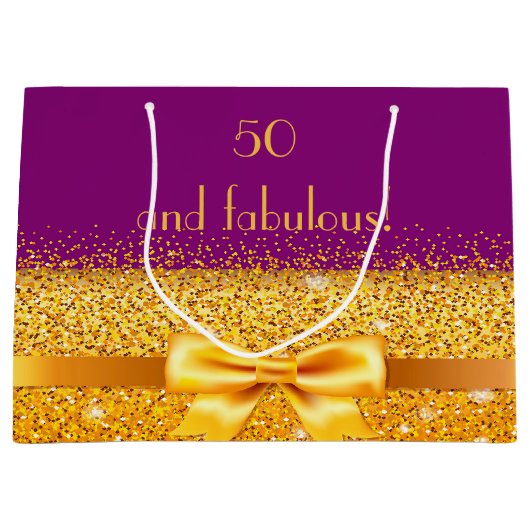 50 geweldige verjaardag paarse goudboeg elegant large cadeautasje (Voorkant)